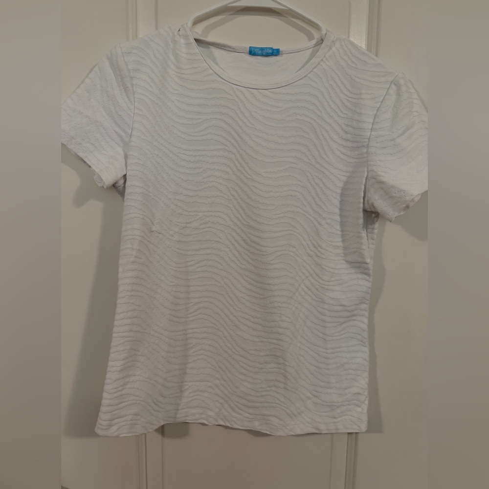 J. McLaughlin Kids White Wave Pattern Tee
